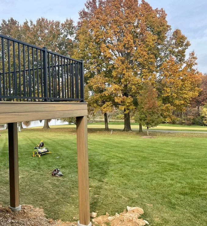 wooden deck with aluminum Fence company Chesterfield