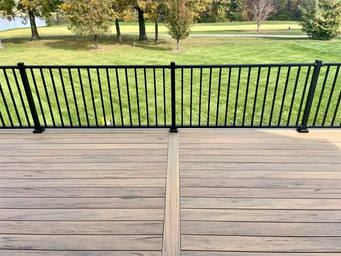 wood deck with aluminum Fence company Chesterfield